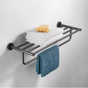 Bathroom Accessories Set Gray Black TOWEL SHELF