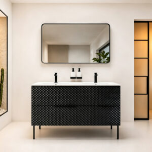 Unique 3D diamond-pattern front design enhances visual luxury and creates a high-end designer bathroom aesthetic HSK007