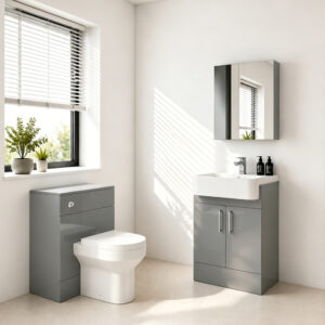 Compact vanity cabinet ideal for small bathrooms, powder rooms, or apartments without compromising on style or functionality HSK008