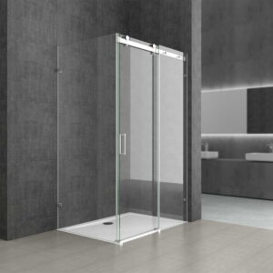 Frameless Sliding Shower Enclosure, Clear Tempered Glass Walk-In Shower Door, Stainless Steel Hardware, Modern Bathroom Shower Screen for Wet and Dry Separation HSL1001