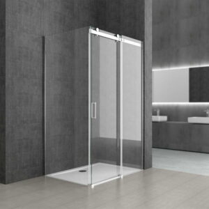Luxury Frameless Glass Sliding Shower Enclosure, 8mm Clear Tempered Safety Glass Walk-In Shower Door, Modern Bathroom Wet & Dry Separation Screen HSL1002