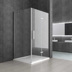 Modern Square Corner Sliding Shower Enclosure with Tray | 6mm Safety Tempered Glass Bathroom Shower Cabin HSL1007