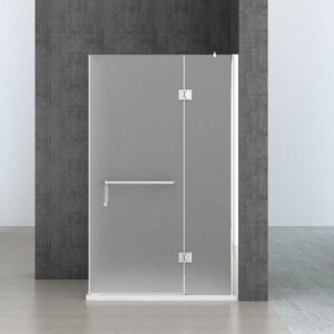 Modern frosted shower enclosure glass door – Hinged walk-in shower screen, tempered safety glass with chrome hardware HSL1008