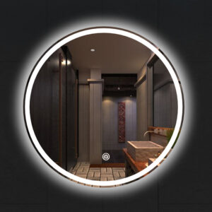 Round LED Bathroom Mirror with Backlit Lighting, Modern Wall Mounted Lighted Vanity Mirror for Bathroom Vanity Cabinet-HSAR100
