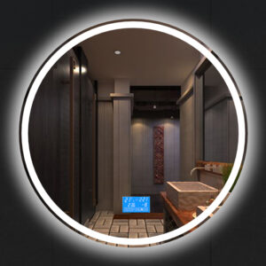 The illuminated LED design creates a bright and elegant lighting effect around the mirror, making it suitable for everyday bathroom and vanity use-HSAR101