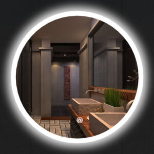 Round Backlit LED Bathroom Mirror, Frameless Wall Mounted Illuminated Vanity Mirror for Modern Home & Hotel Bathroom Decor-HSAR103
