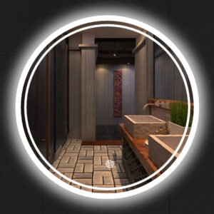 Luxury Round Back‑Glow LED Bathroom Mirror, Wall Hanging Illuminated Vanity Mirror for Contemporary Bathroom-HSAR104