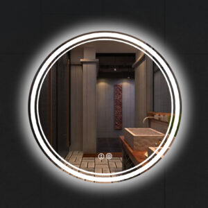 Round Frontlit & Backlit LED Bathroom Mirror, Double Ring Lighted Vanity Mirror with Touch Sensor, Modern Wall Mirror-HSAR105