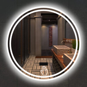 Round Lighted Bathroom Mirror, LED Frontlit and Backlit Vanity Wall Mirror with Touch Sensor, Modern Bathroom Mirror-HSAR106