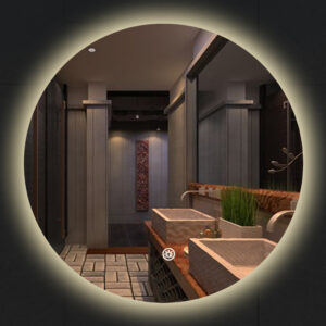 Round LED Bathroom Mirror, Backlit Illuminated Vanity Mirror, Modern Wall Mounted Mirror for Bathroom-HSAR107